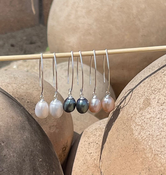 Cultured Freshwater Pearl Drop Earrings in .925 Sterling Silver