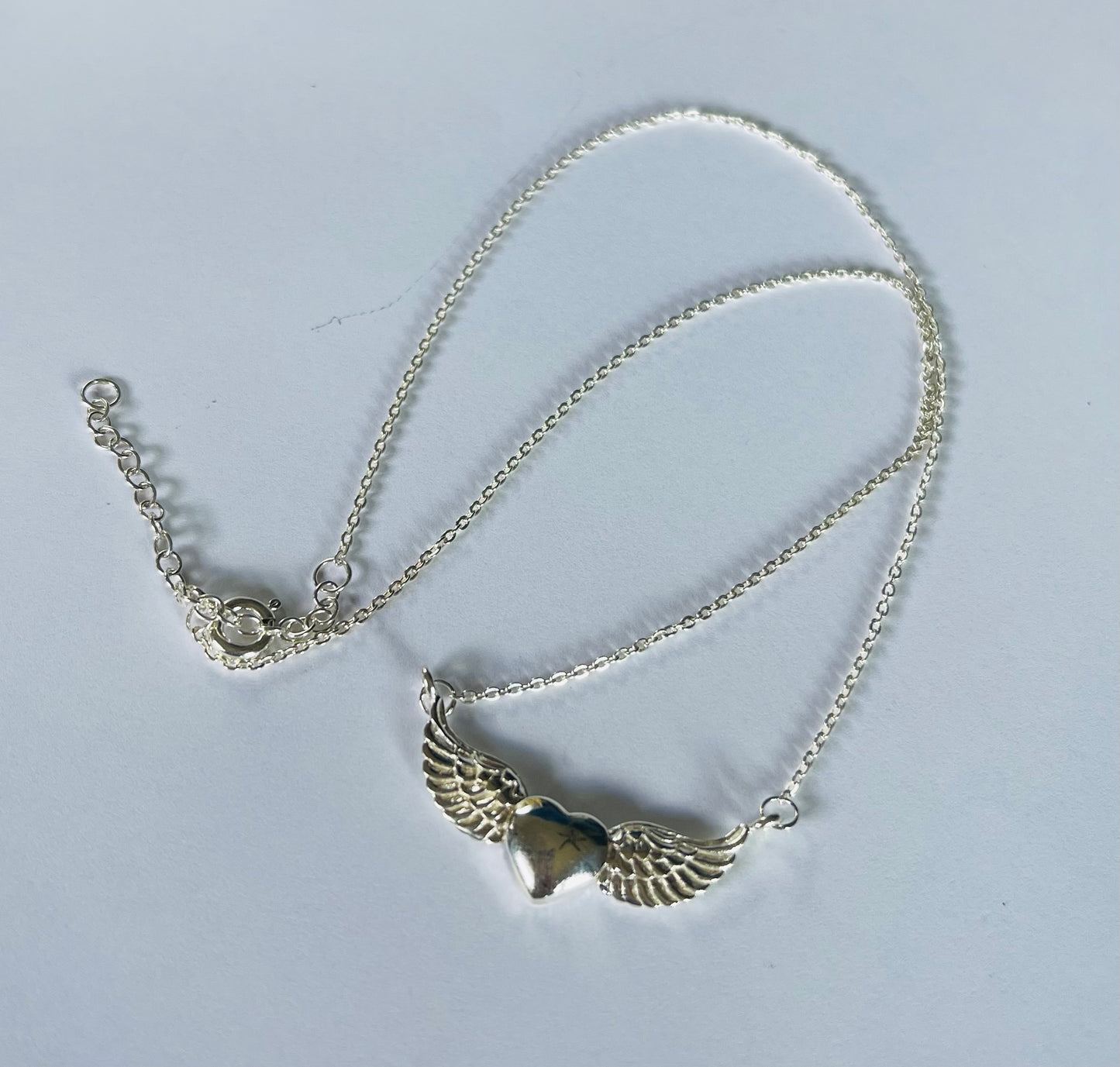 .925 Sterling Silver Heart with Wings Necklace