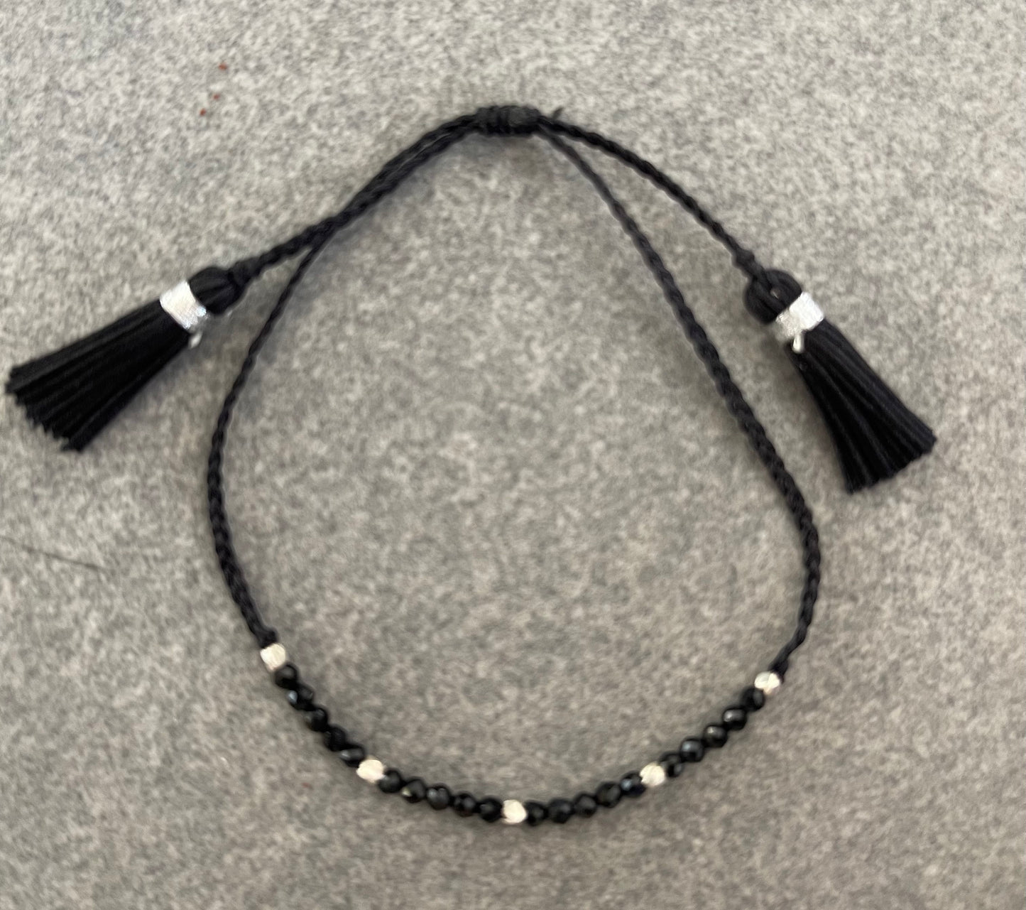 Adjustable Braided Bracelets with Gemstones and Tassels