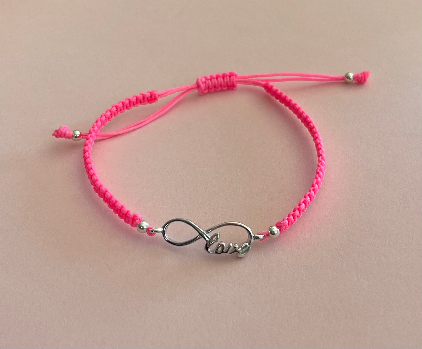 Infinity Love Symbol Braided Bracelet Hot Pink Media 5 of 5