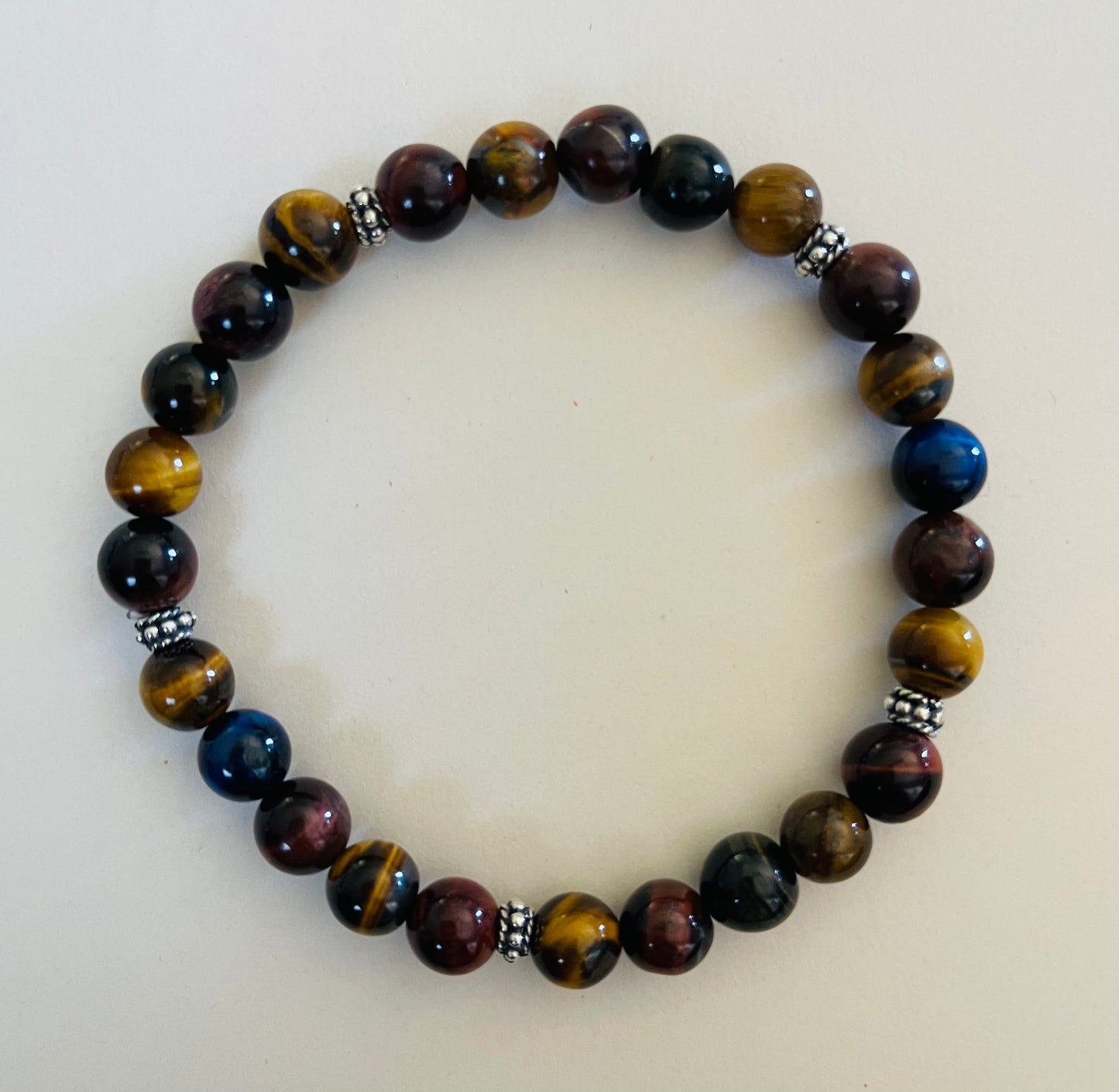 Mixed Tiger Eye Bracelet with .925 Sterling Silver Beads