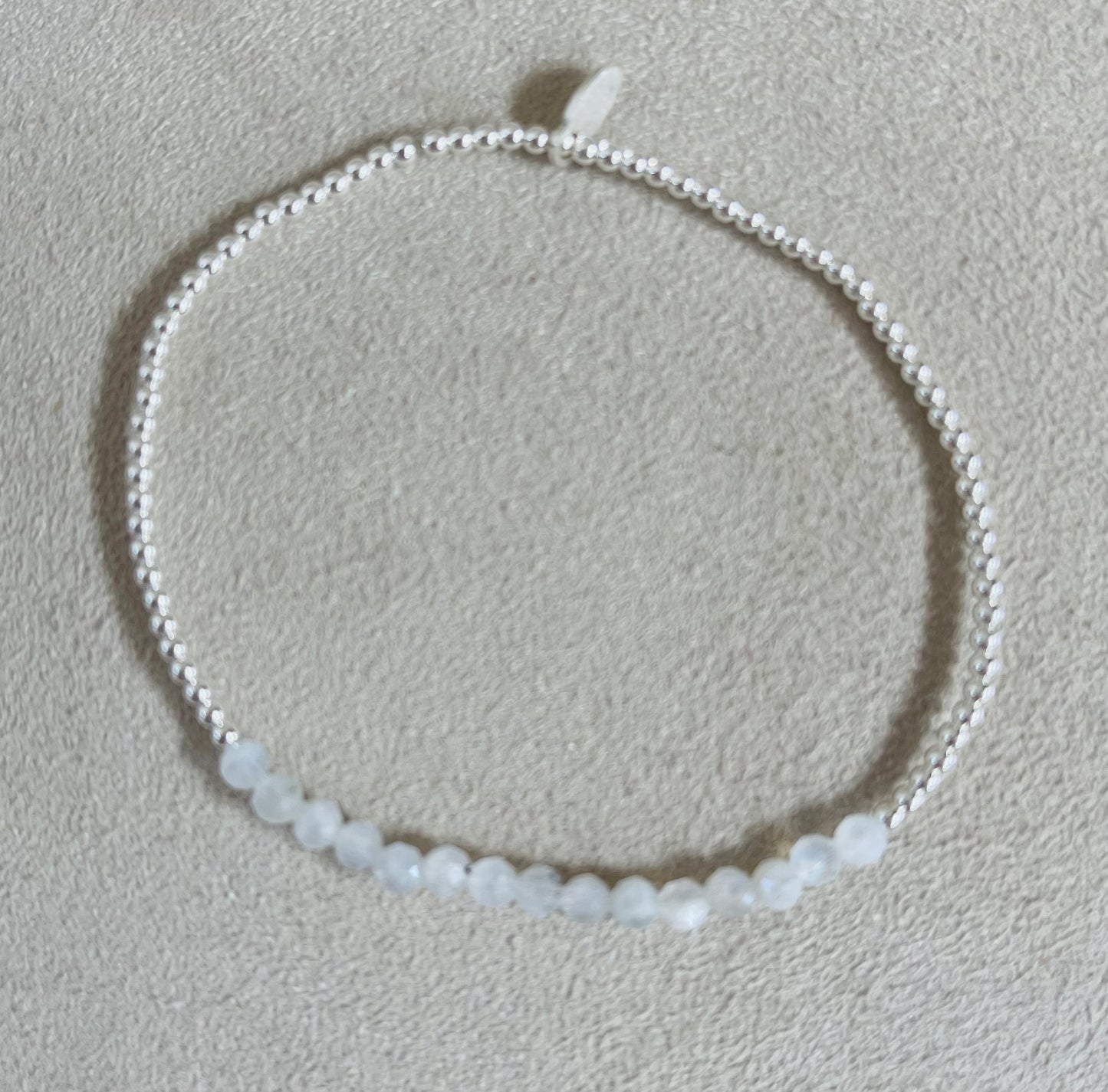 Sterling Silver Ball Bead and Moonstone Stretch Bracelets Media 5 of 21