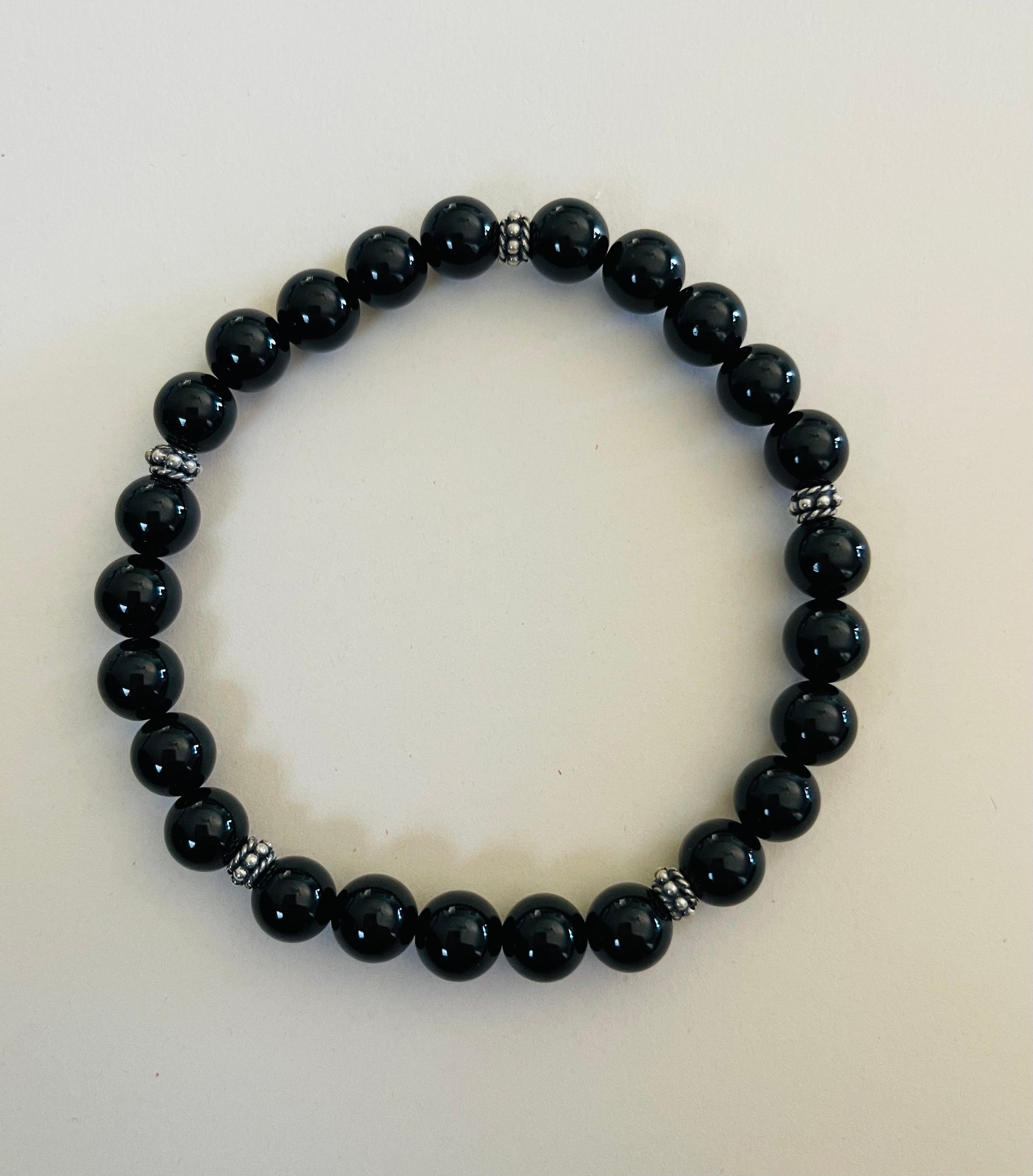 Onyx Bracelet with .925 Sterling Silver Beads Media 1 of 1