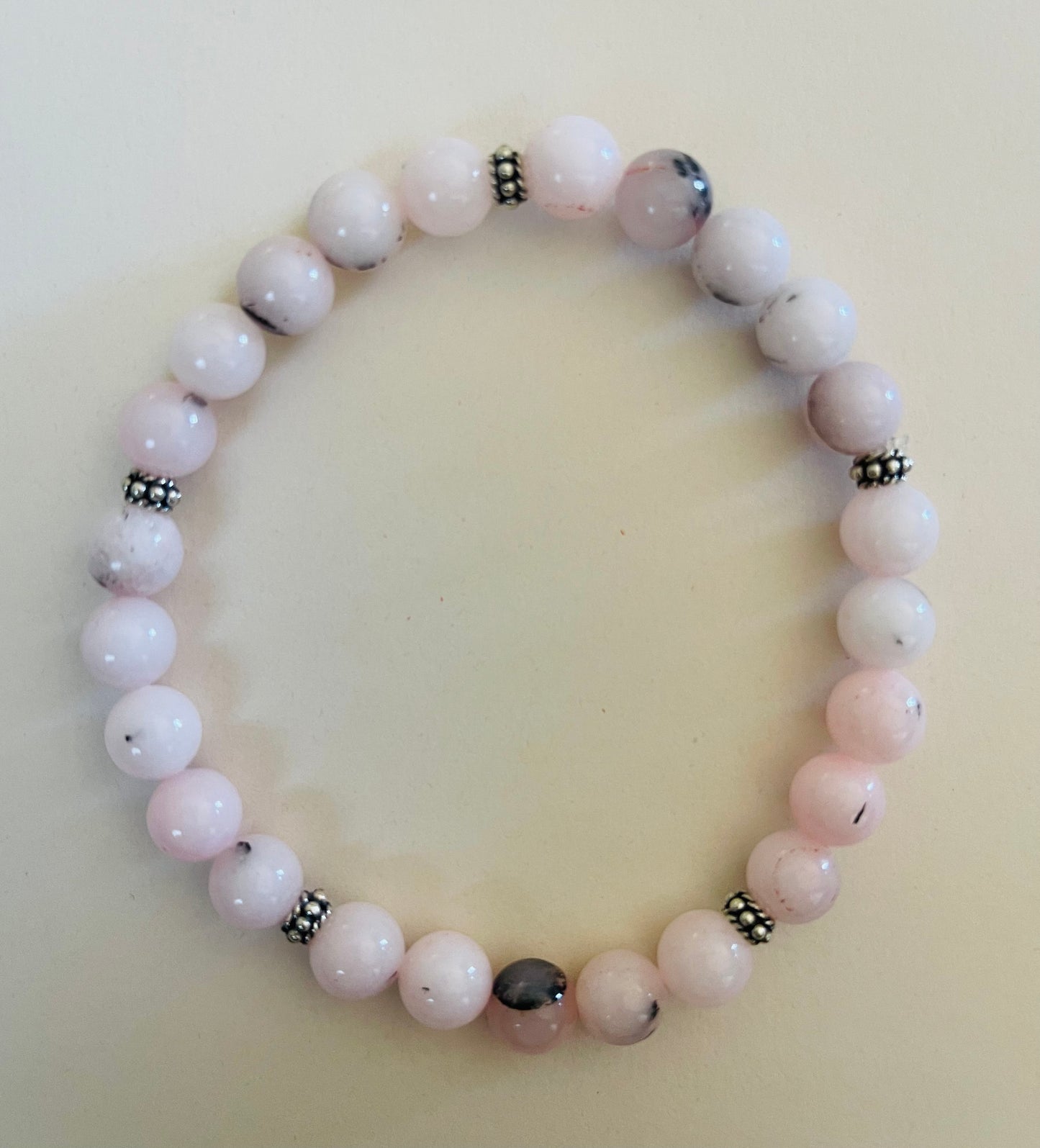 Pink Chalcedony Bracelet with .925 Sterling Silver Beads Media 1 of 2