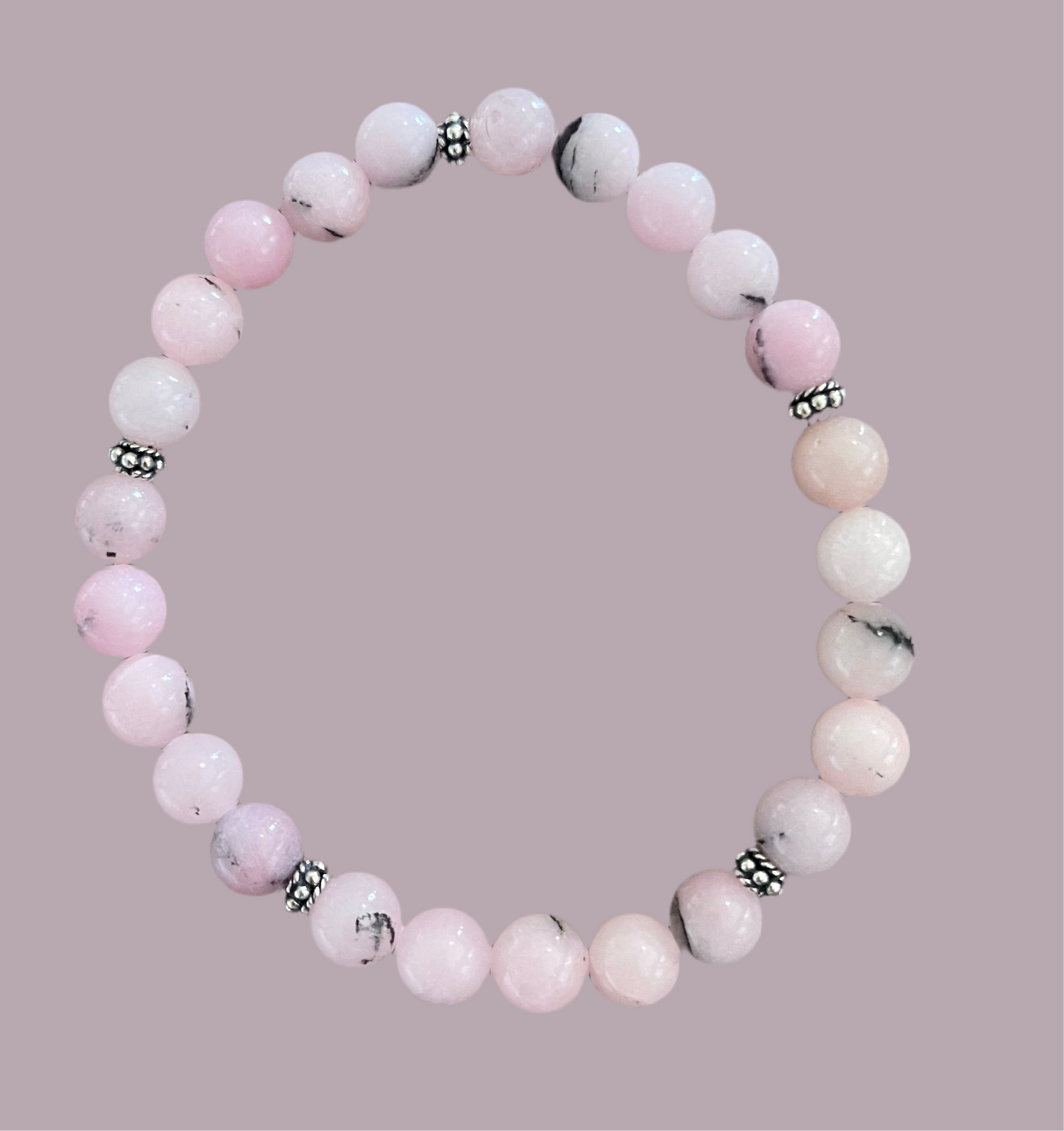 Pink Chalcedony Bracelet with .925 Sterling Silver Beads Media 2 of 2