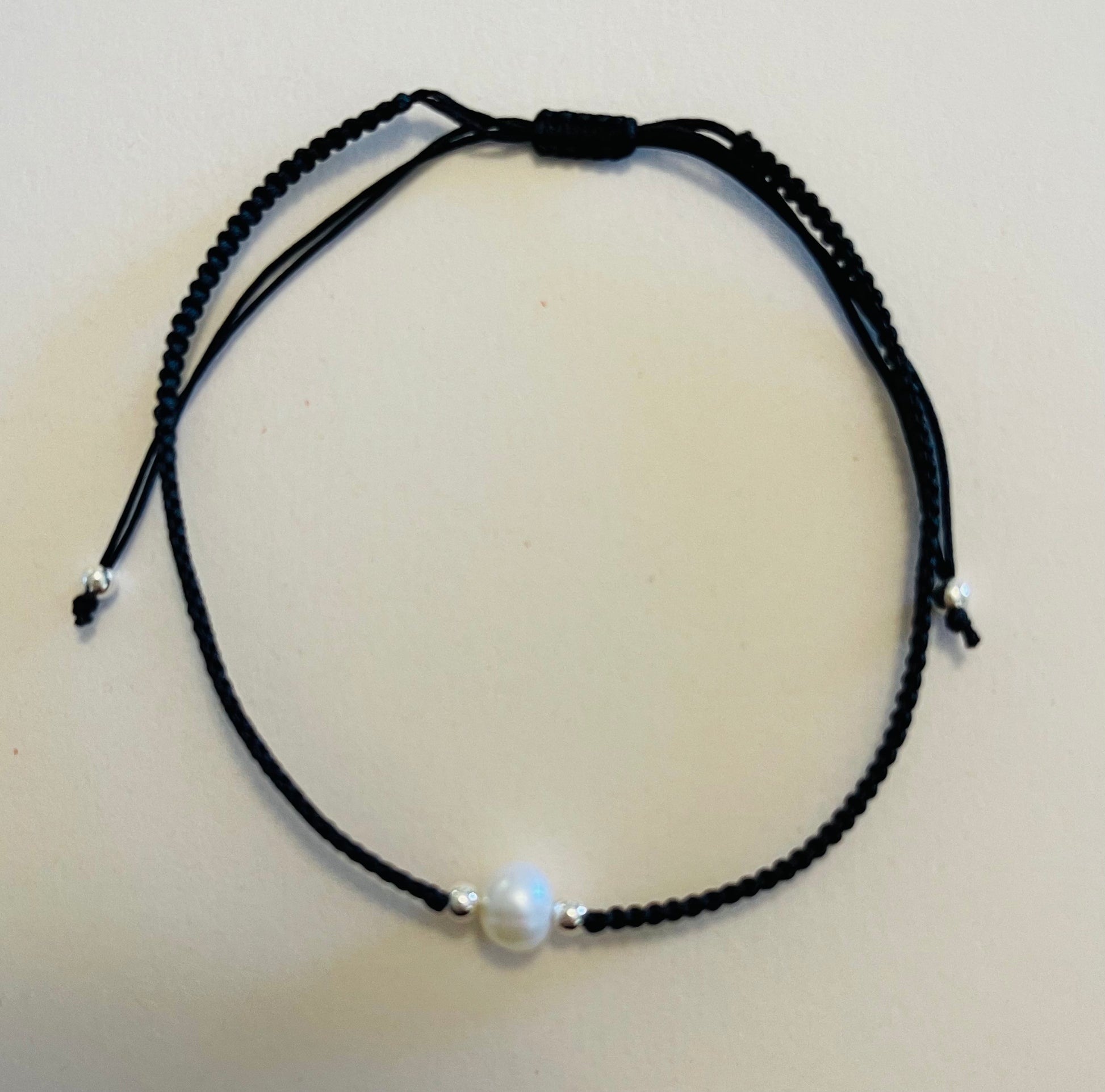 Fresh Water Pearl on Braided Cording Bracelet Black Media 2 of 11