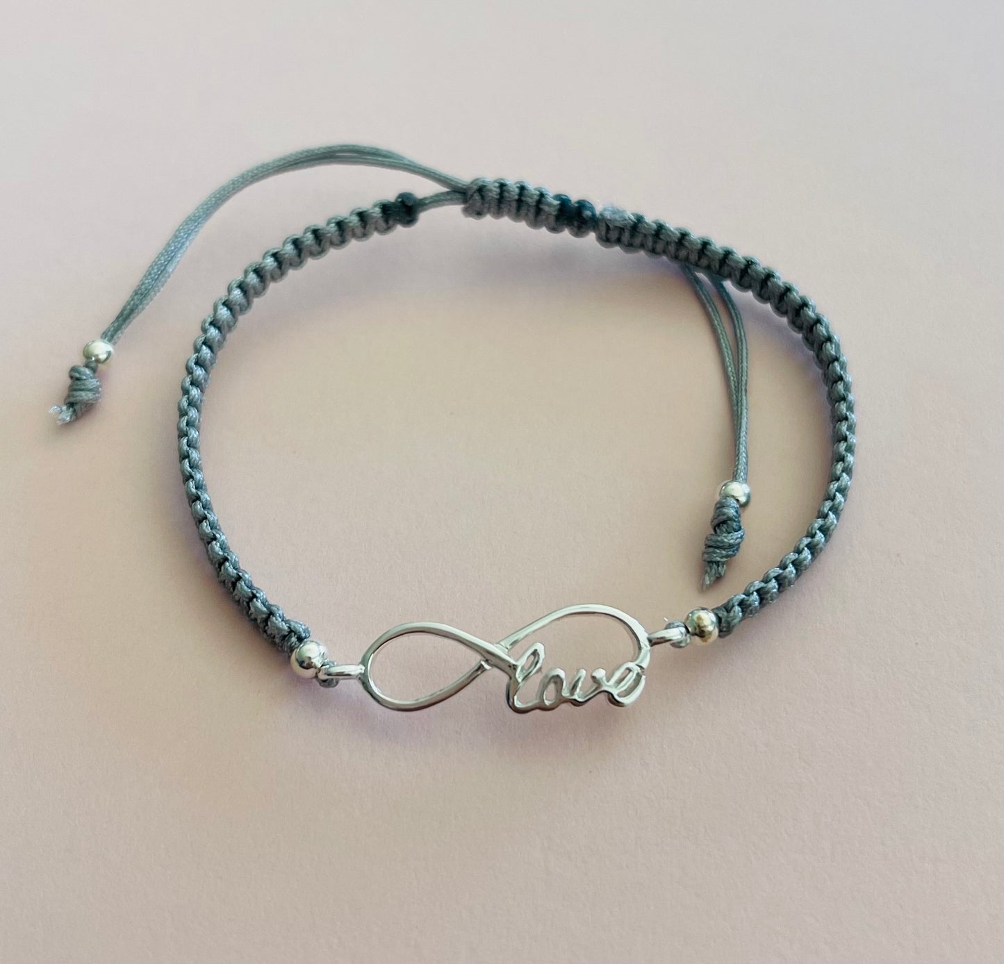 Infinity Love Symbol Braided Bracelet Gray  Media 2 of 5