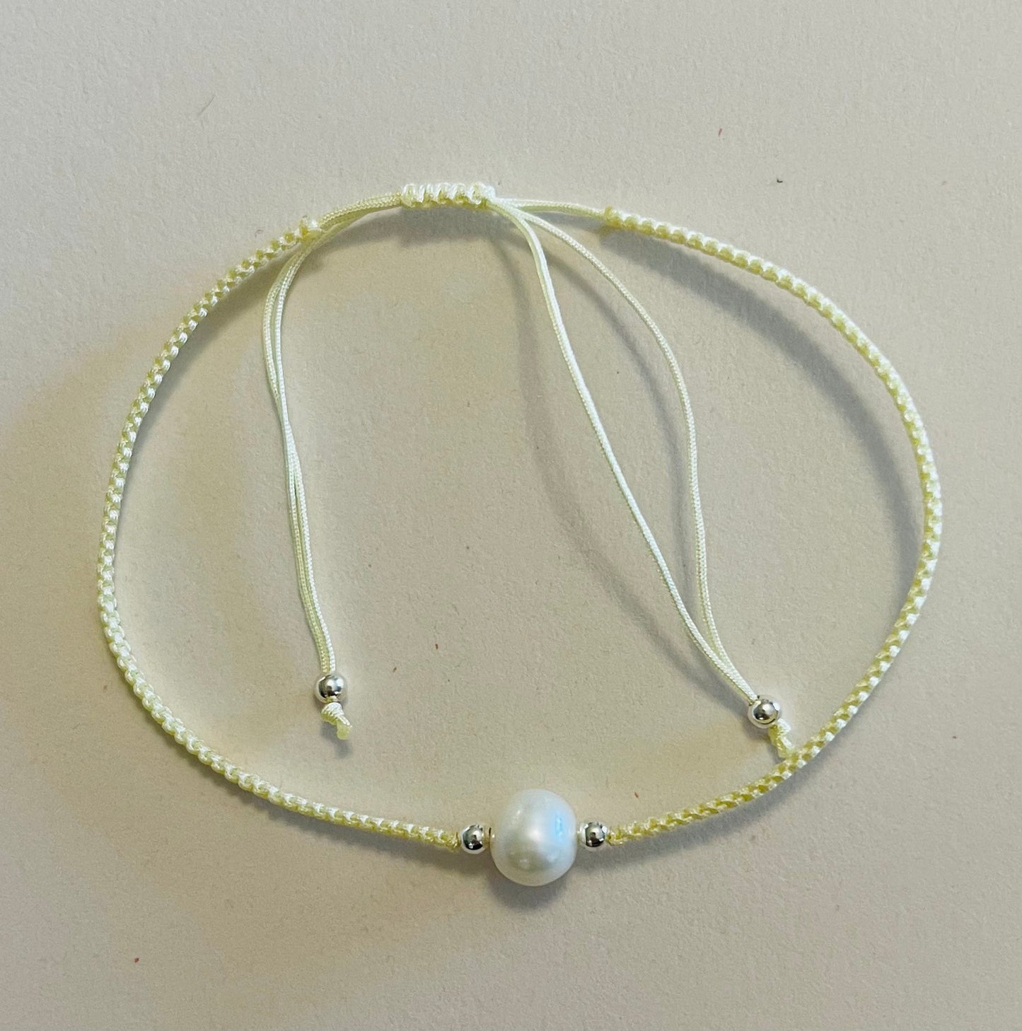 Fresh Water Pearl on Braided Cording Bracelet Light Yellow Media 10 of 11