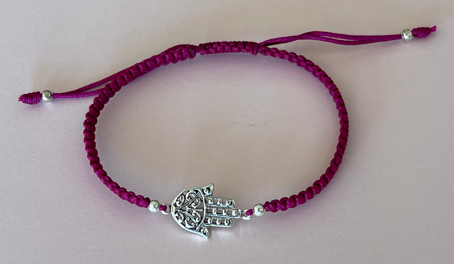 Hamsa Adjustable Bracelet Fushcia Media 3 of 8