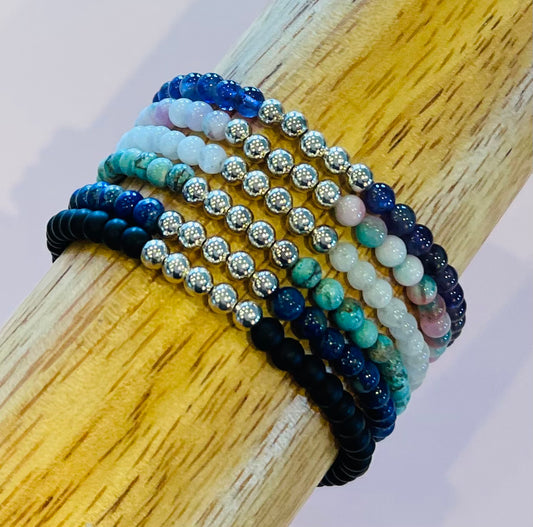 Gemstone Bracelets with Sterling Silver Beads Media 1 of 7