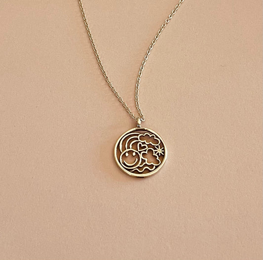 Necklace with Happy Face Pendant