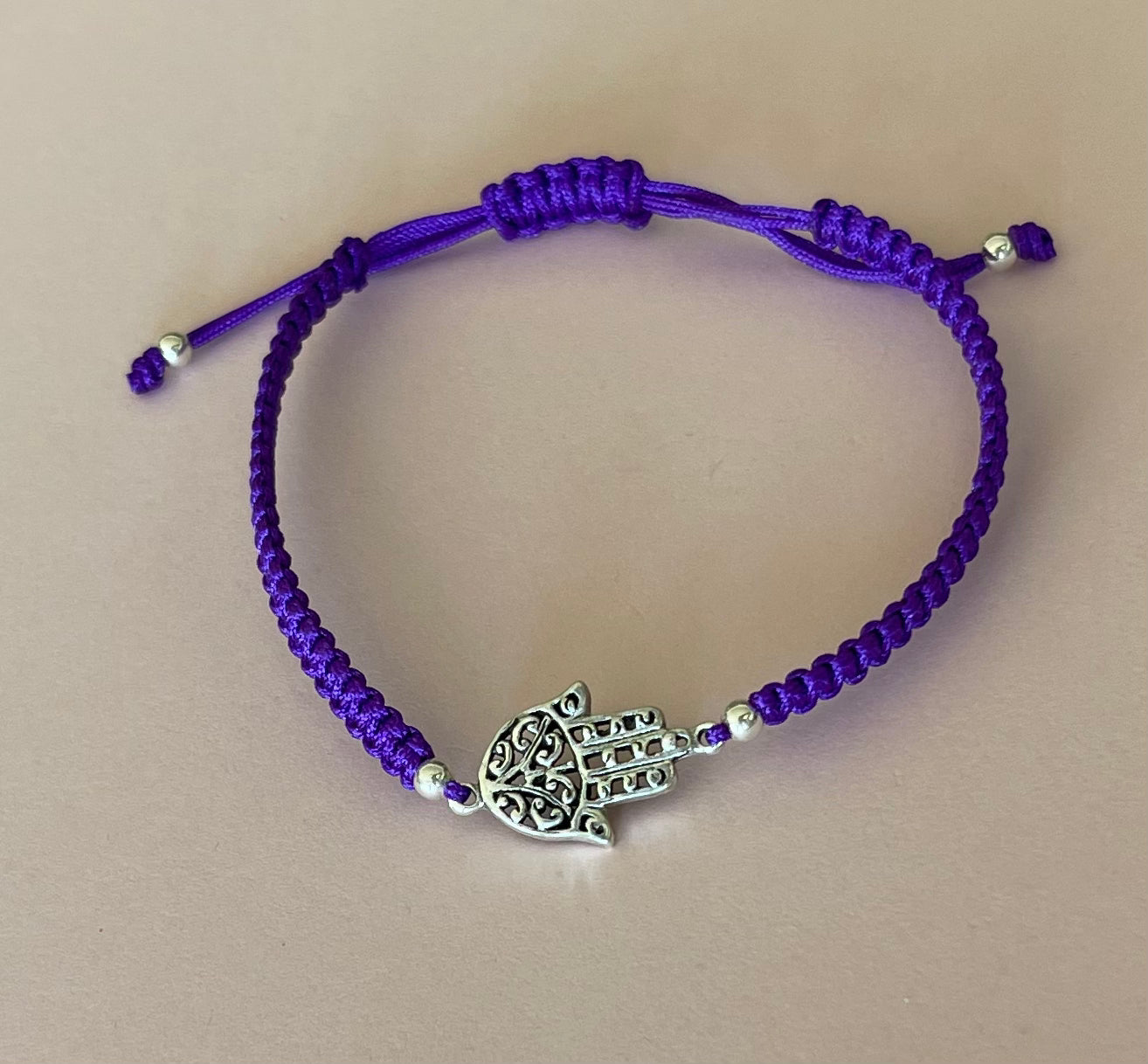 Hamsa Adjustable Bracelet  Purple Media 8 of 8