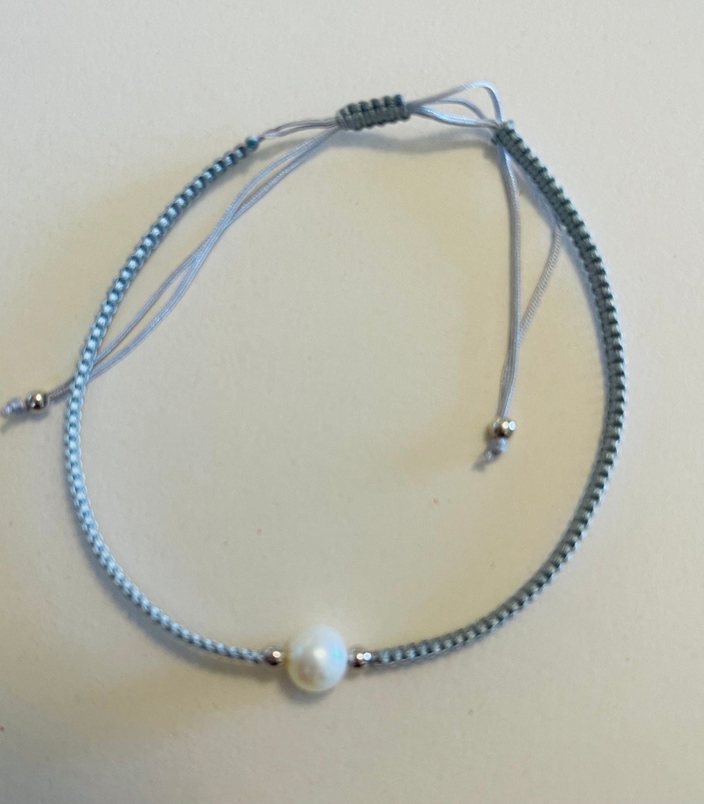 Fresh Water Pearl on Braided Cording Bracelet Light Blue Media 5 of 11