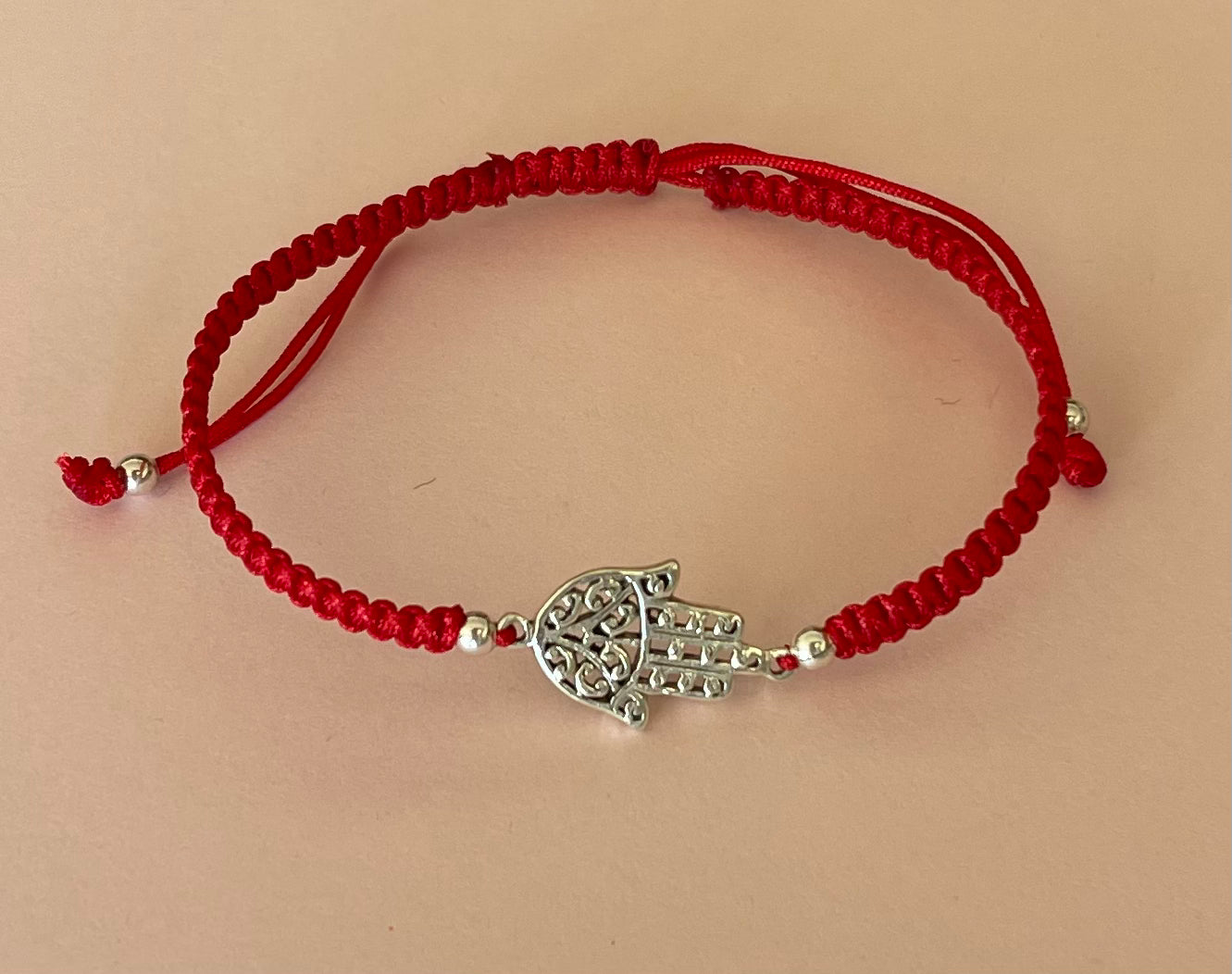 red Hamsa Adjustable Bracelet Bright  Media 2 of 8