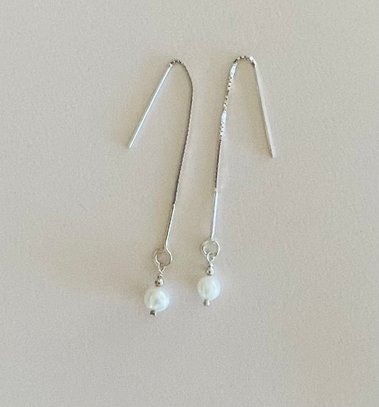 Threader Earrings with Freshwater Pearl Media 1 of 2