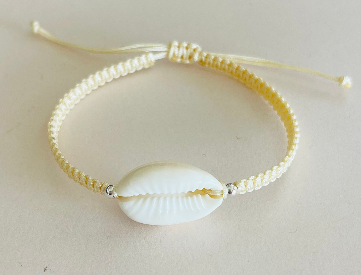 Cowrie Shell Adjustable Braided Bracelet Light Yellow Media 4 of 5