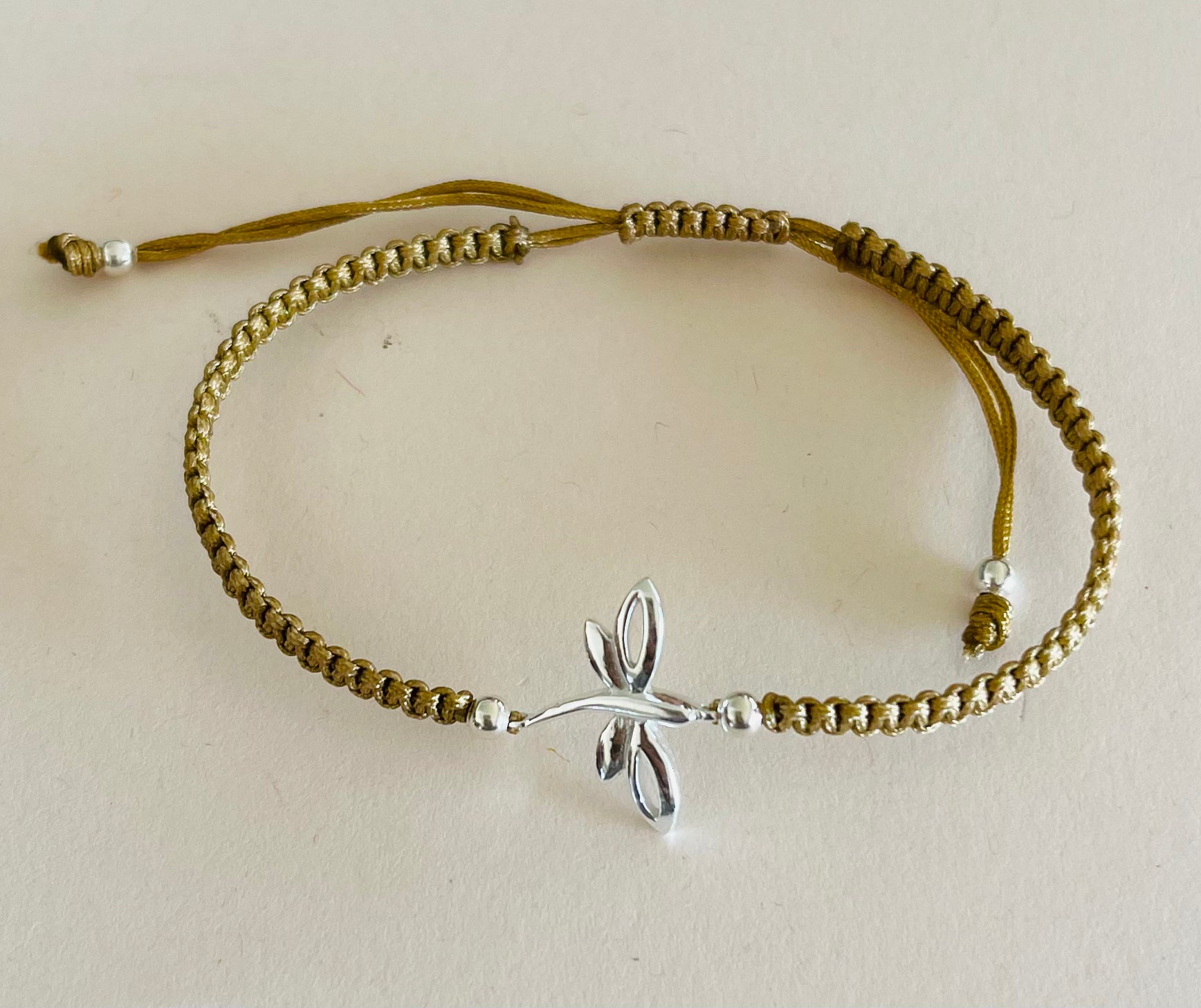 Sterling Silver Dragonfly Braided Bracelet Camel Media 2 of 3