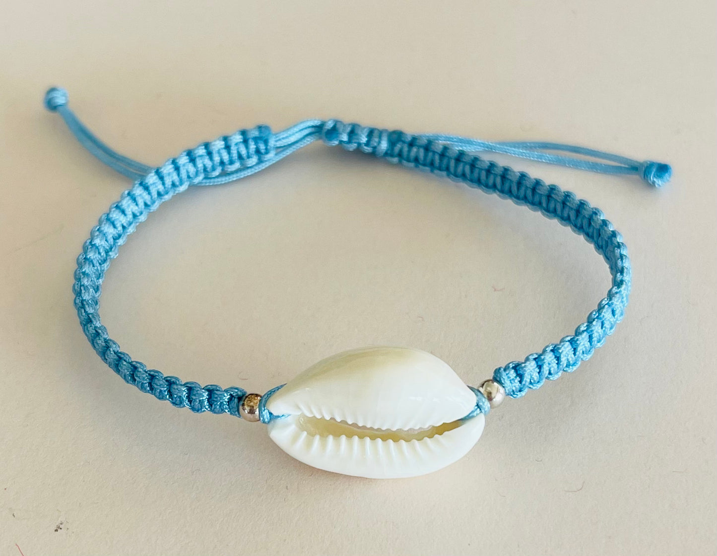 Cowrie Shell Adjustable Braided Bracelet Light Blue Media 5 of 5