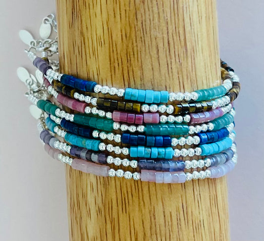 Heishi Gemstones with Sterling Silver Beads Bracelet Media 1 of 10