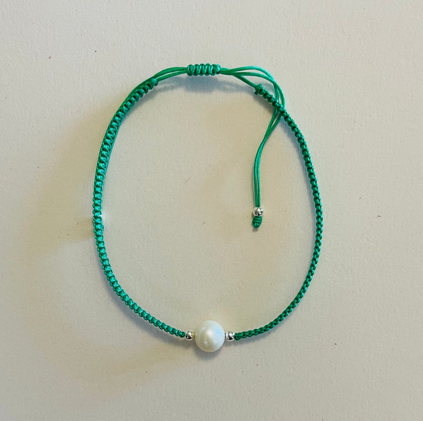 Fresh Water Pearl on Braided Cording Bracelet Green Media 11 of 11