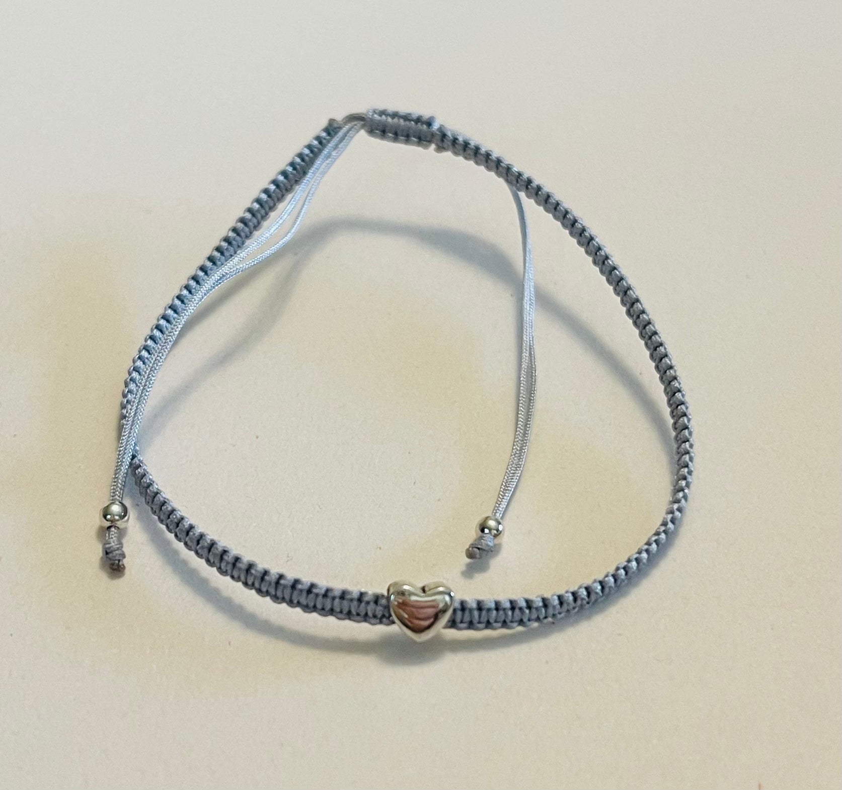 Heart Charm Braided Bracelet Gray Media 3 of 7