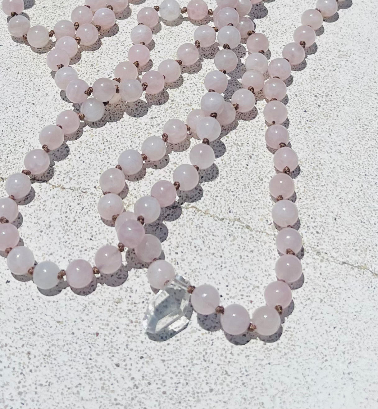 ersatile Rose Quartz Necklace with Herkimer Diamond Quartz Focal Media 4 of 7