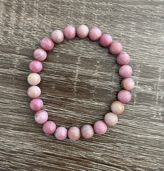 Pink Wood Rhodonite Bracelet