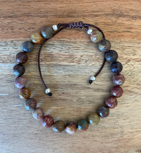 ed Creek Jasper faceted round 8mm Bracelet Media 1 of 1